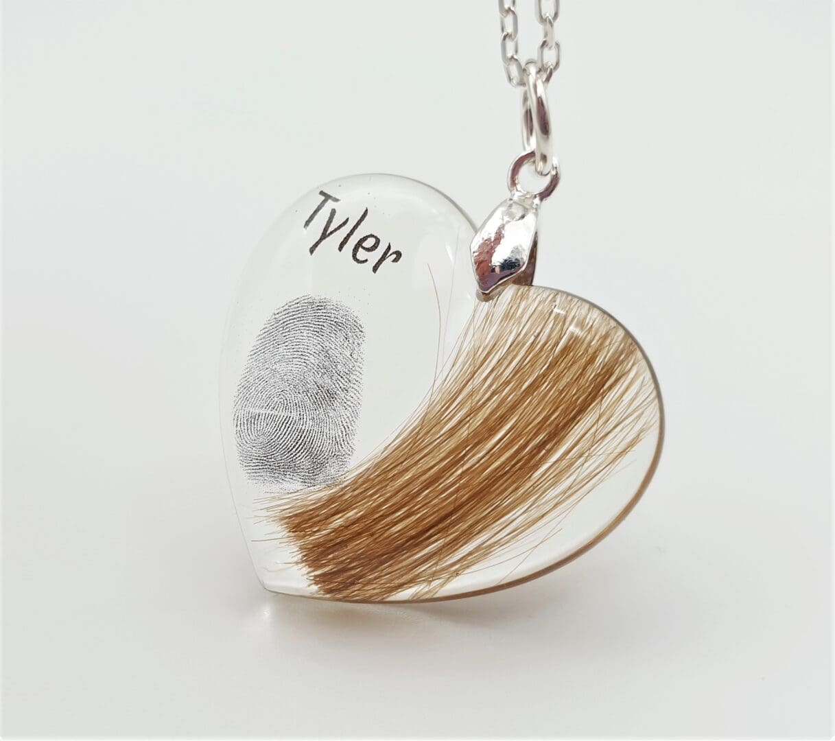Lock of Hair and Fingerprint Keepsake Necklace - Custom Resin Memorial Jewellery - Image 4