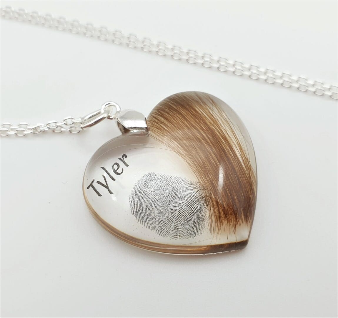 Lock of Hair and Fingerprint Keepsake Necklace - Custom Resin Memorial Jewellery - Image 5