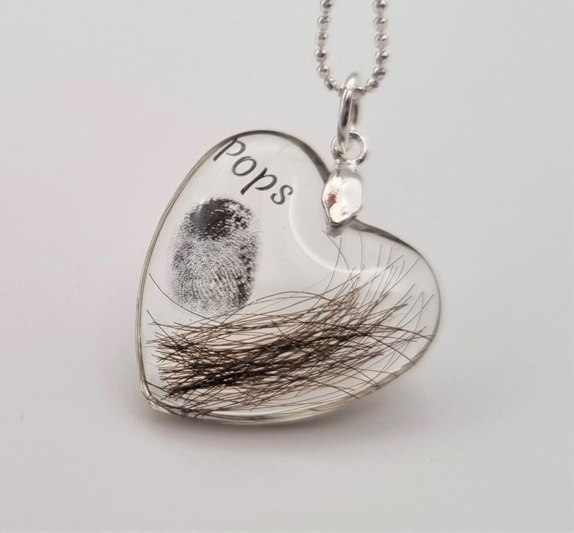 Lock of Hair and Fingerprint Keepsake Necklace - Custom Resin Memorial Jewellery - Image 9