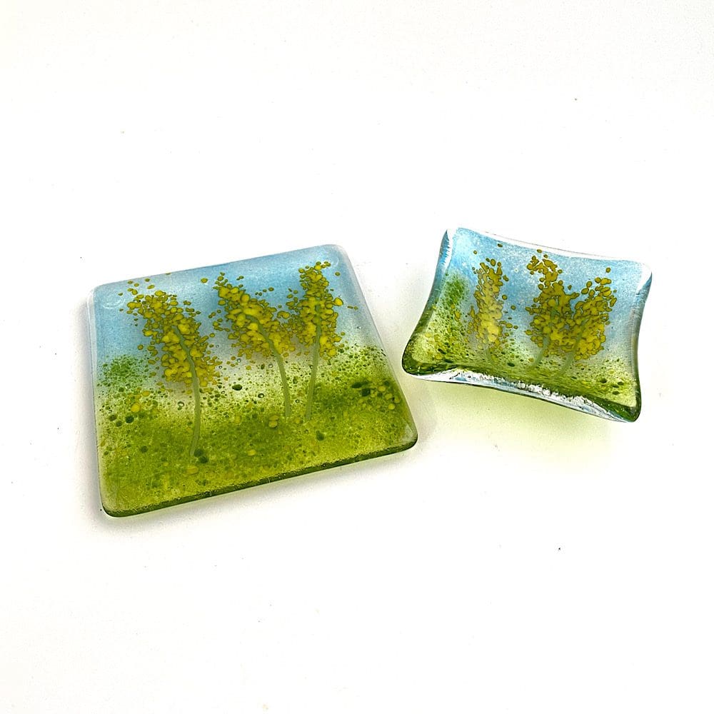 Yellow Flower Burst Coaster and Dish Set - Image 5