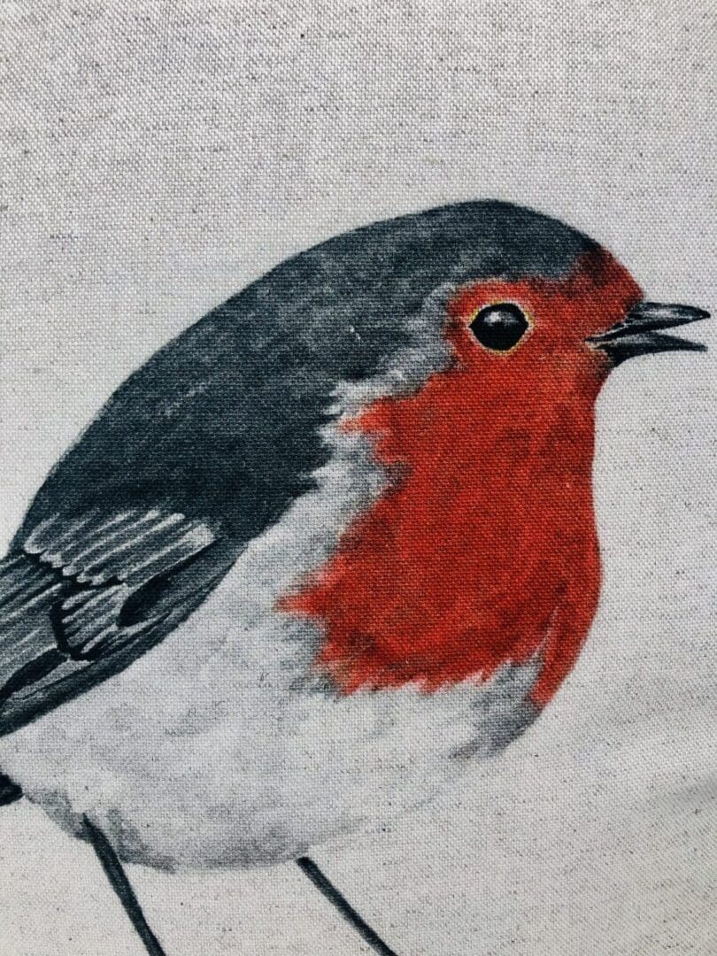 Red Robin 17" Cushion Cover, Large Robin Panel Cushion - Image 3