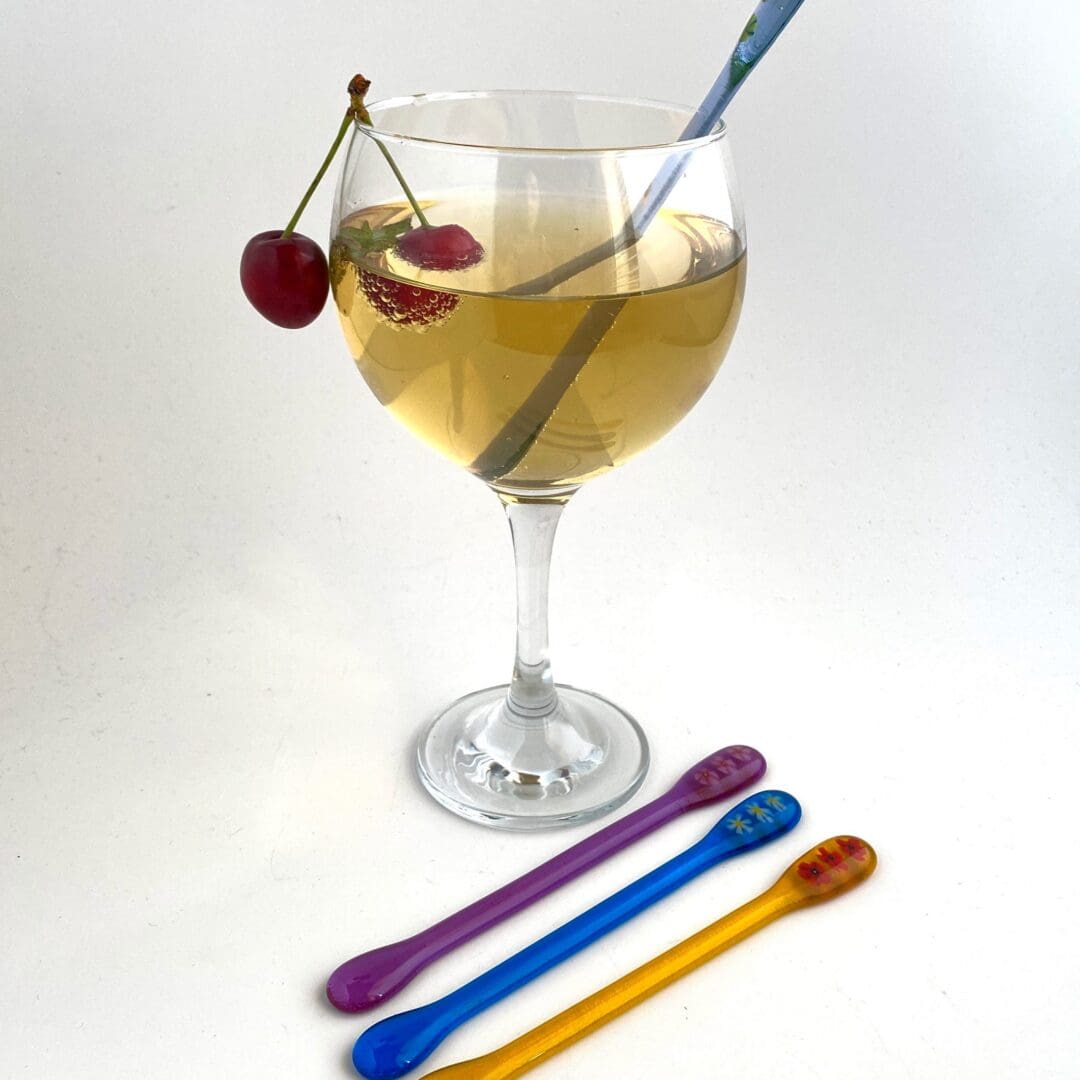 Fused Glass Drink Stirrers Set Of Four Bright Colours - Image 6