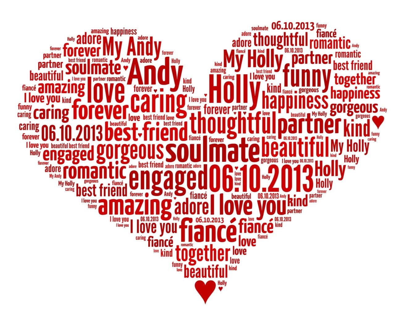 Personalised Love Heart Word Art Print - Image 3