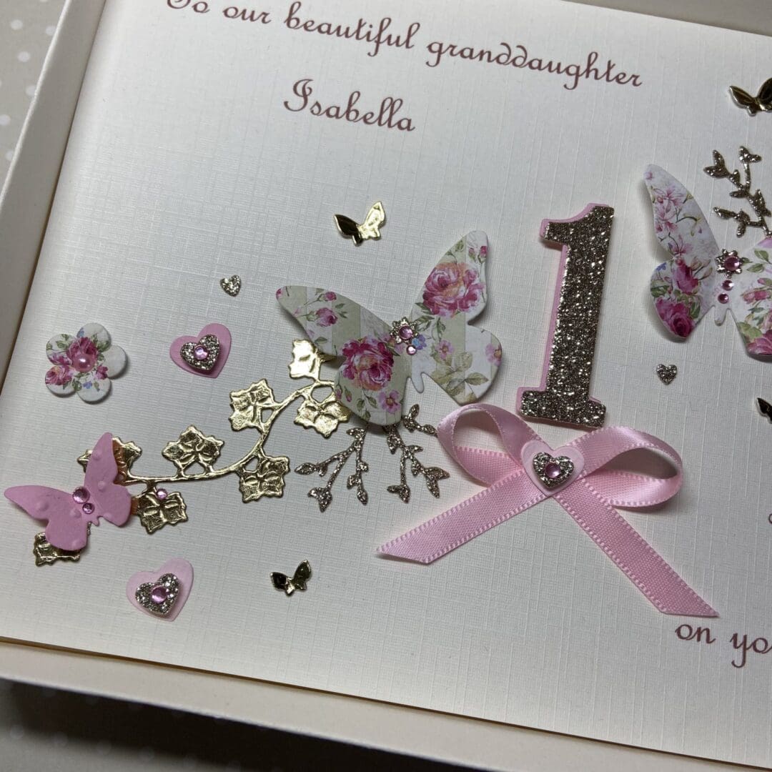 Personalised Handmade 1st Birthday Card Gift Boxed Keepsake Any Age Granddaughter Daughter - Image 6