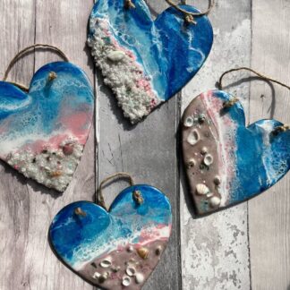 Medium sunrise beach hanging hearts