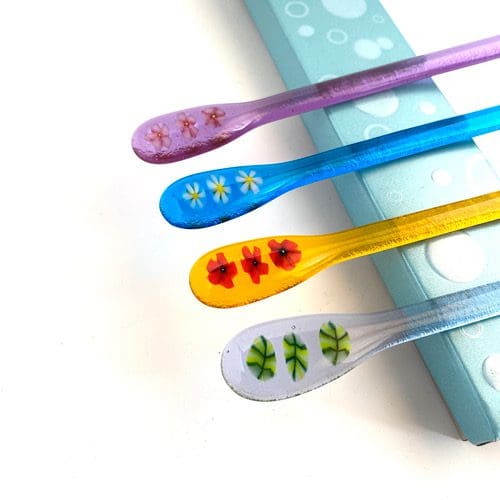 Fused Glass Drink Stirrers Set Of Four Bright Colours - Image 5