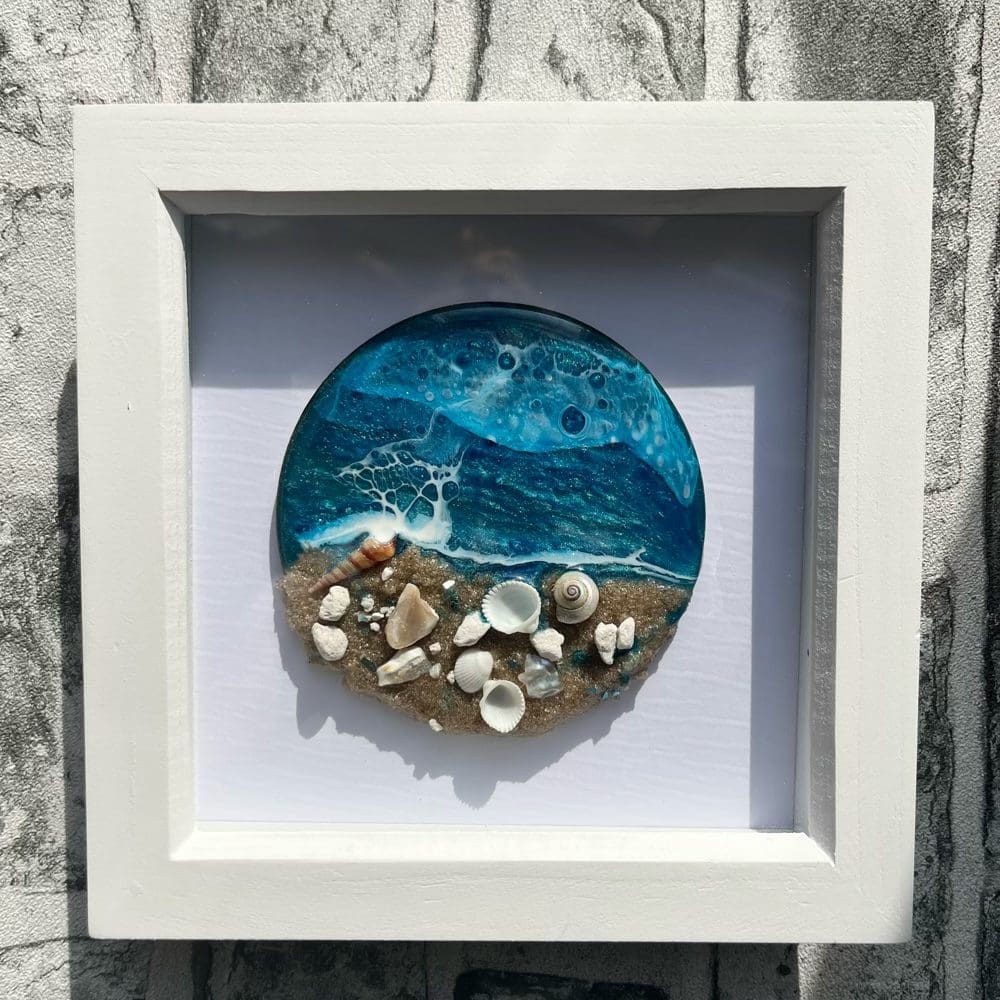 Small framed resin beach seascape