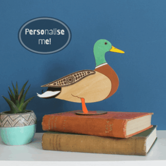 Standing Wooden Mallard Duck - Etched and Hand Painted