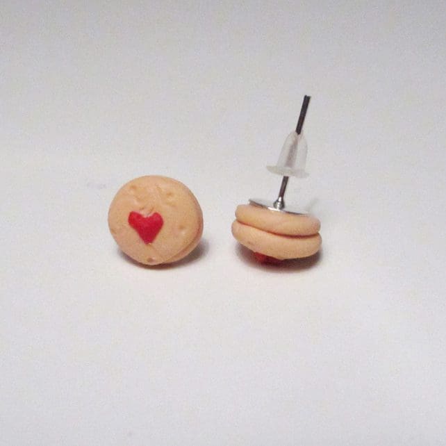 Retro classic Jammy Biscuit earrings STUD, DROP or CLIP ON, unique, handmade - Image 8