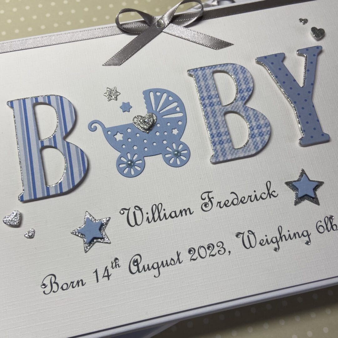 Personalised Handmade Gift Boxed New Baby Boy Keepsake Card - Image 4