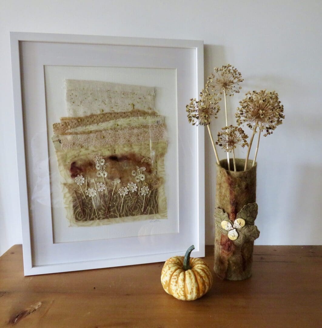 Autumn Gold and Autumn Fruits Textile Art