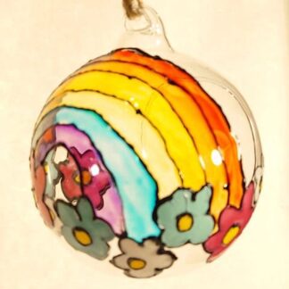 Hand-painted Candle Holder 'Rainbows' 8cm