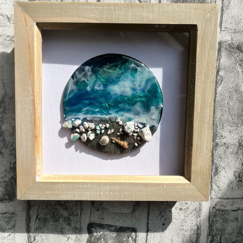 Small framed resin beach seascape