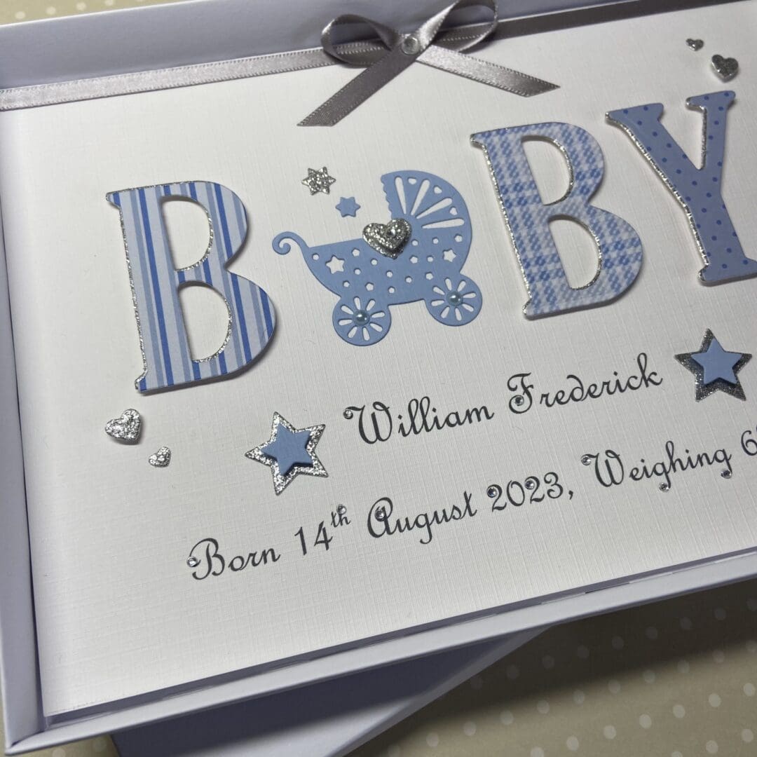 Personalised Handmade Gift Boxed New Baby Boy Keepsake Card - Image 2