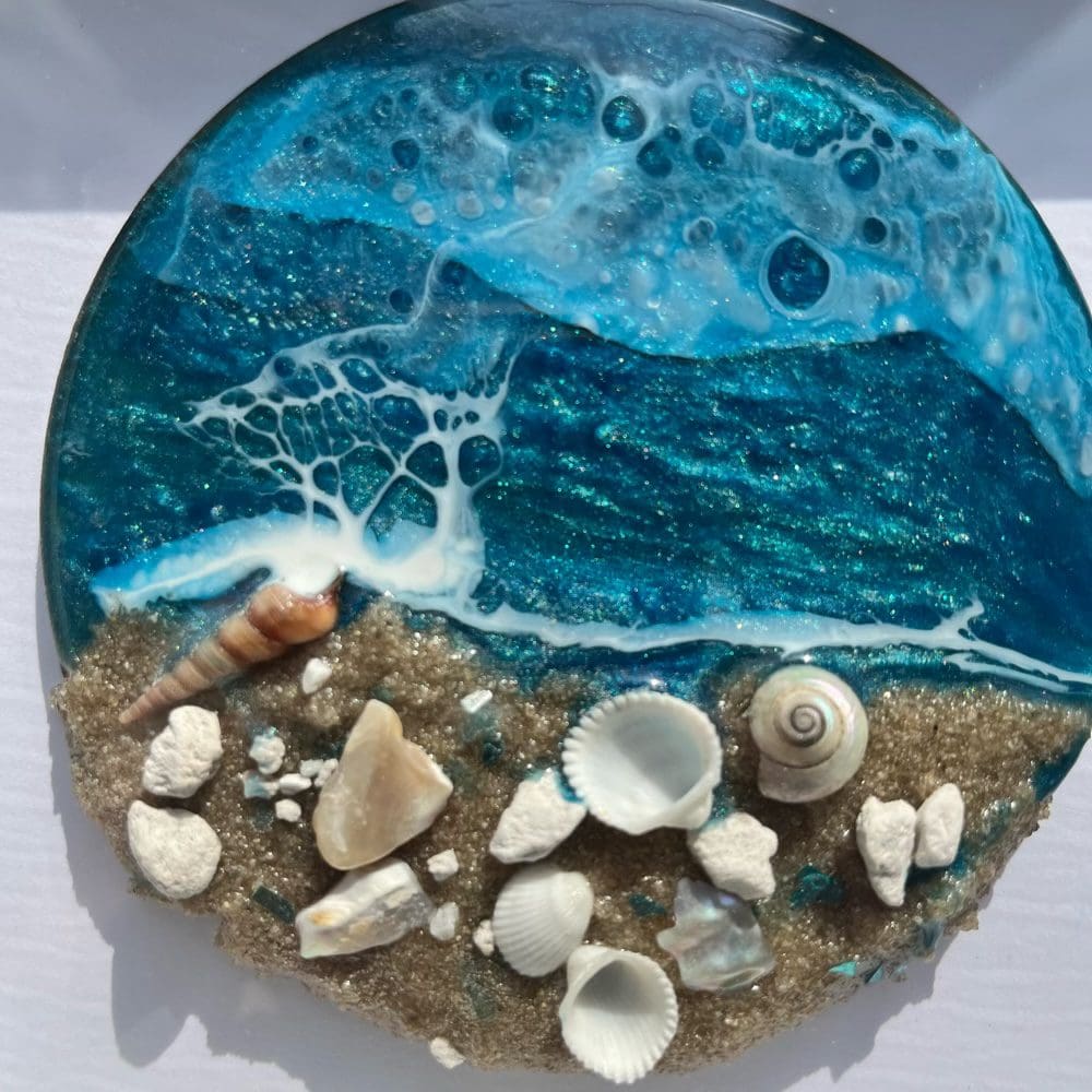 Small framed resin beach seascape - Image 2