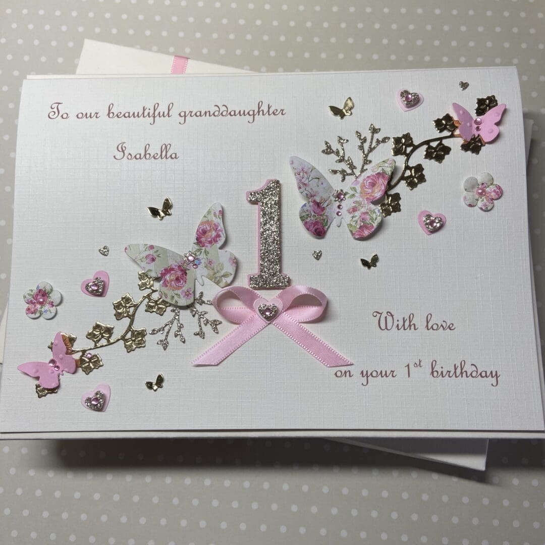 Personalised Handmade 1st Birthday Card Gift Boxed Keepsake Any Age Granddaughter Daughter - Image 7