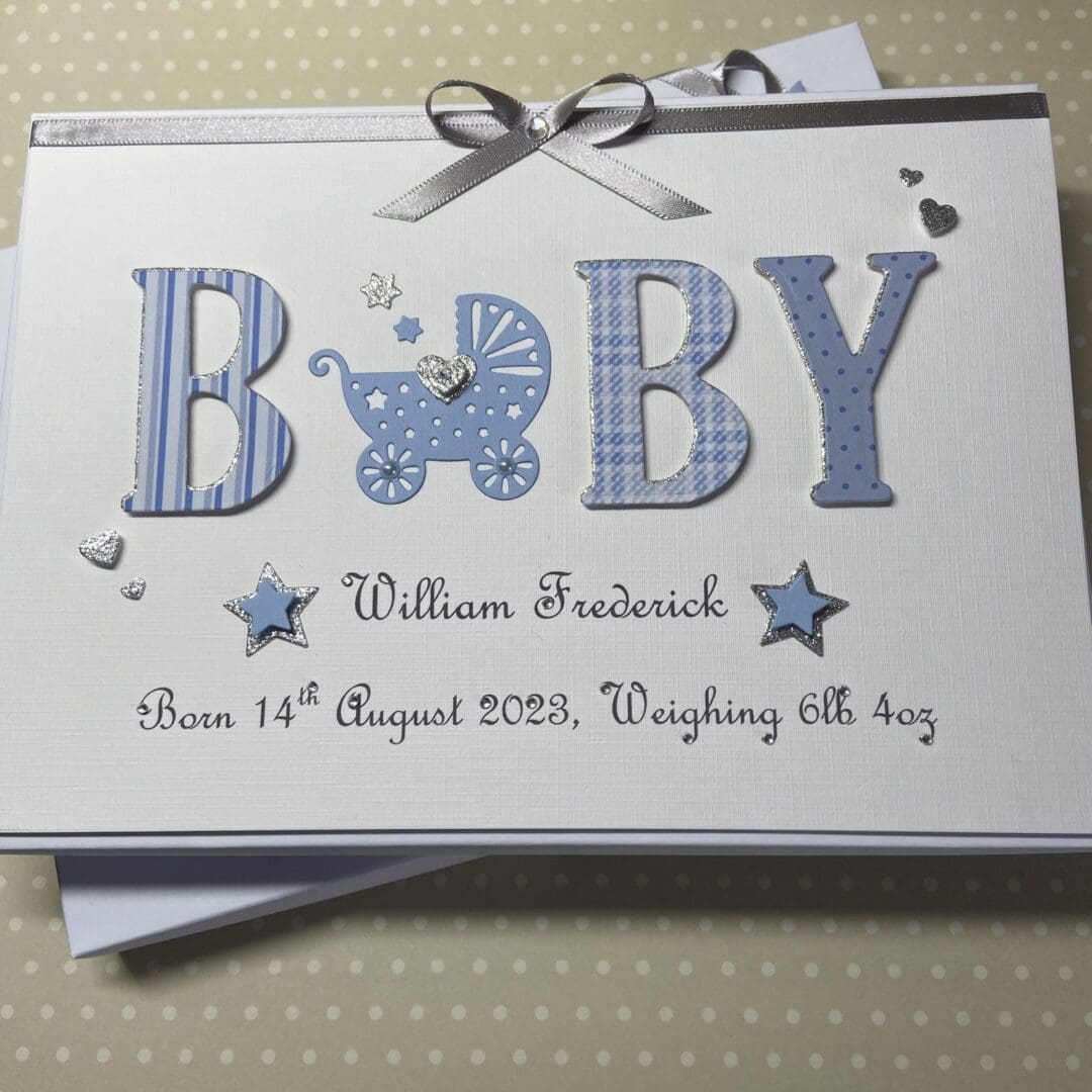 Personalised Handmade Gift Boxed New Baby Boy Keepsake Card - Image 5