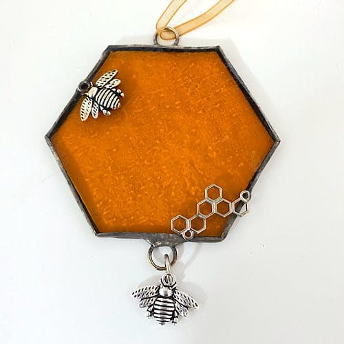 Stained Glass Mini Honeycomb and Bee Suncatcher - Image 9