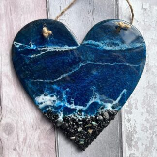 Large midnight at the beach hanging heart