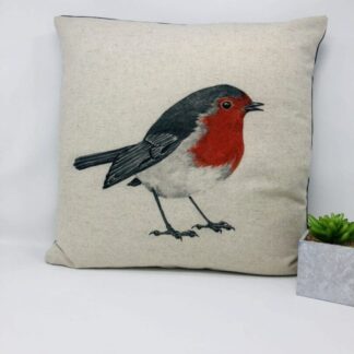 Red Robin 17" Cushion Cover, Large Robin Panel Cushion