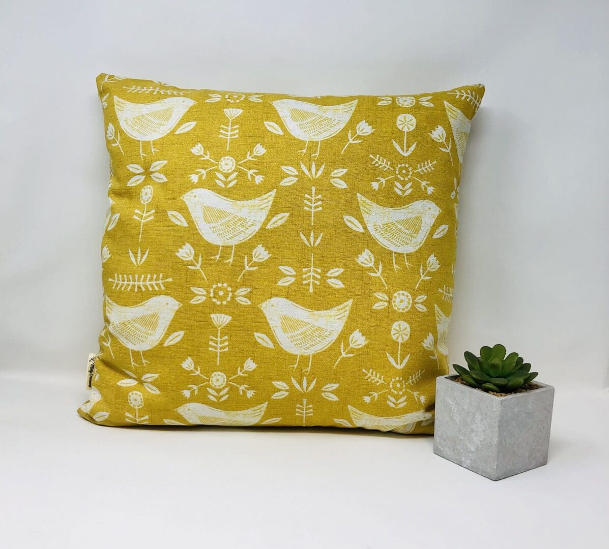 Yellow/Mustard Scandi Bird Cushion Cover. Scandinavian Decor Cushion - Image 9