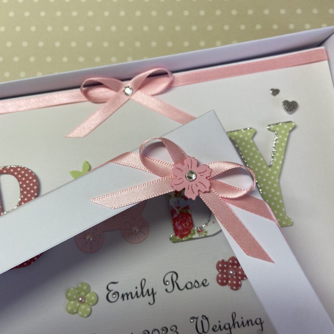 New Baby Girl Card Personalised Handmade Gift Boxed Keepsake Granddaughter Goddaughter Niece - Image 8
