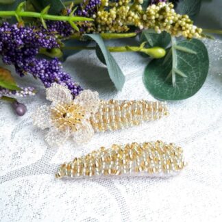 Eternal Bouquet Crystal Flower Bridal Wedding Snap Hair Clips Set of Two