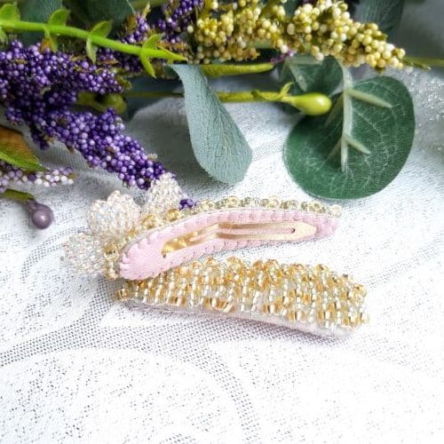 Eternal Bouquet Crystal Flower Bridal Wedding Snap Hair Clips Set of Two - Image 4