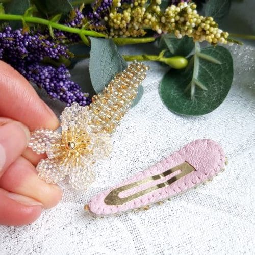 Eternal Bouquet Crystal Flower Bridal Wedding Snap Hair Clips Set of Two - Image 3
