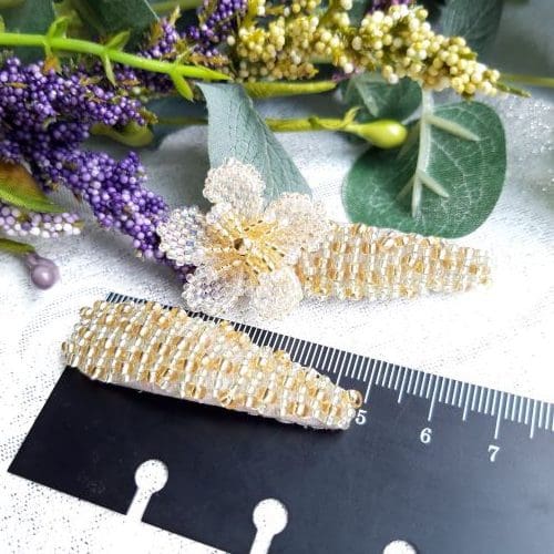 Eternal Bouquet Crystal Flower Bridal Wedding Snap Hair Clips Set of Two - Image 6