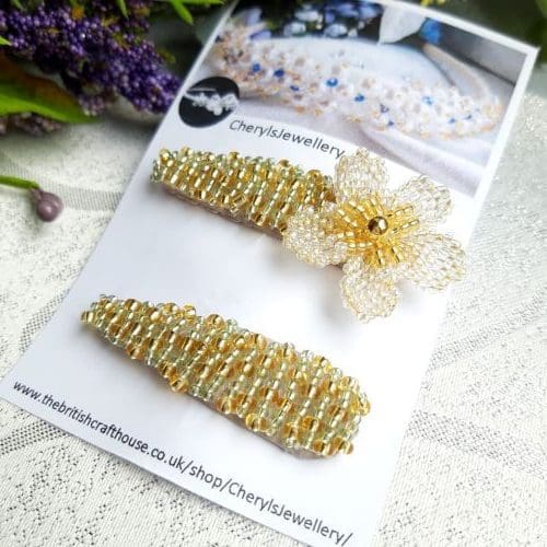 Eternal Bouquet Crystal Flower Bridal Wedding Snap Hair Clips Set of Two - Image 5