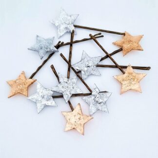 Silver and Gold Star Hair Pin and Grip Slides