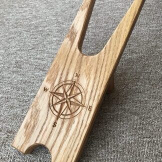 Solid Oak Boot Jack with Compass Rose.
