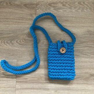 Turquoise Crochet Phone Bag, Small Crossbody Bag