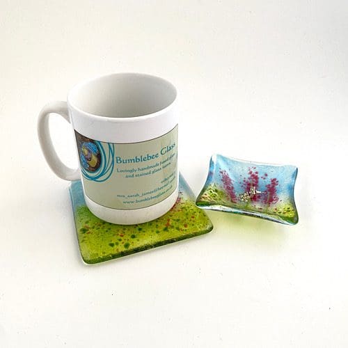 Yellow Flower Burst Coaster and Dish Set - Image 7