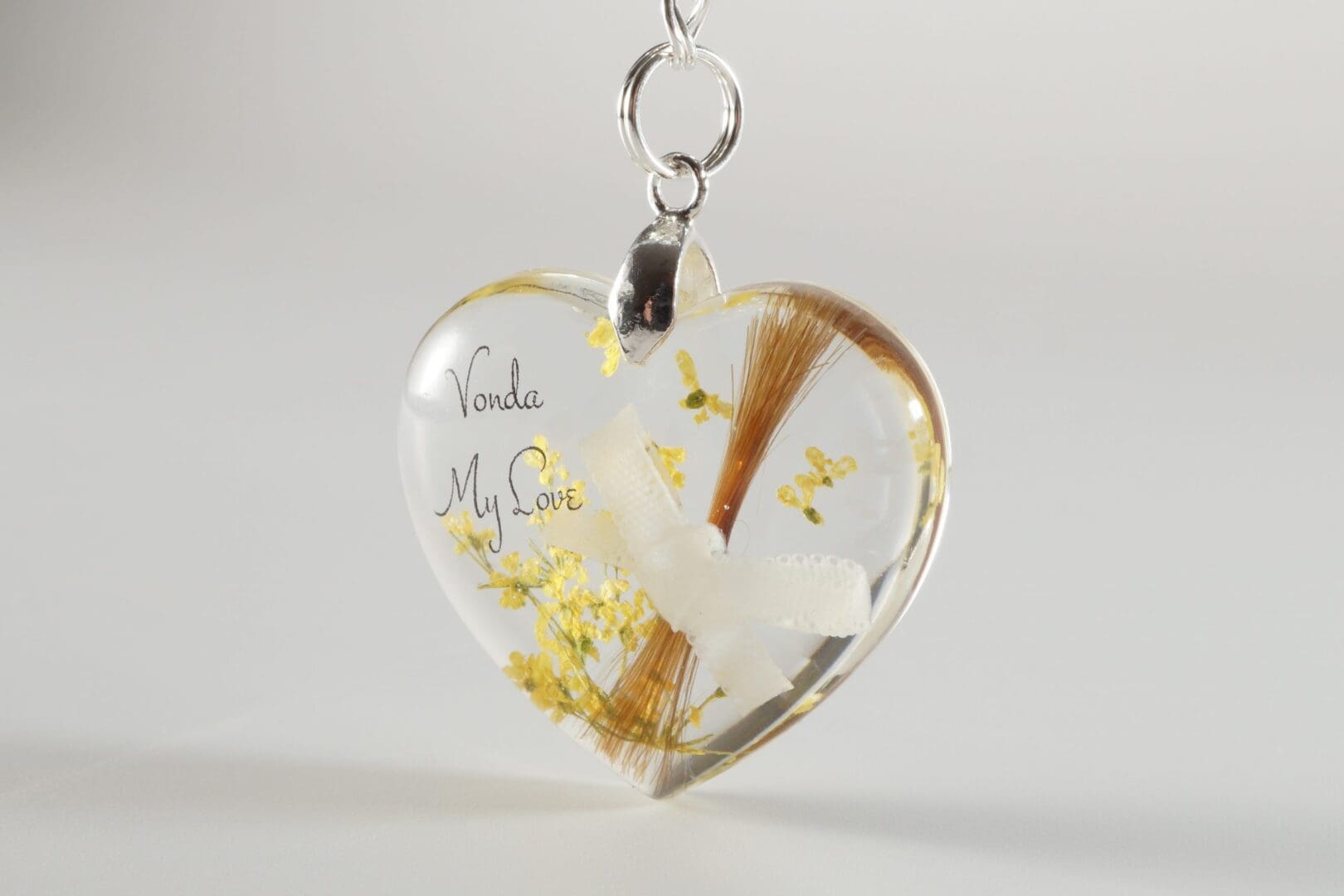 Bespoke Lock of Hair Keepsake with Flowers - Memorial Heart Pendant Locket - Loss of Loved One Jewellery - Image 8