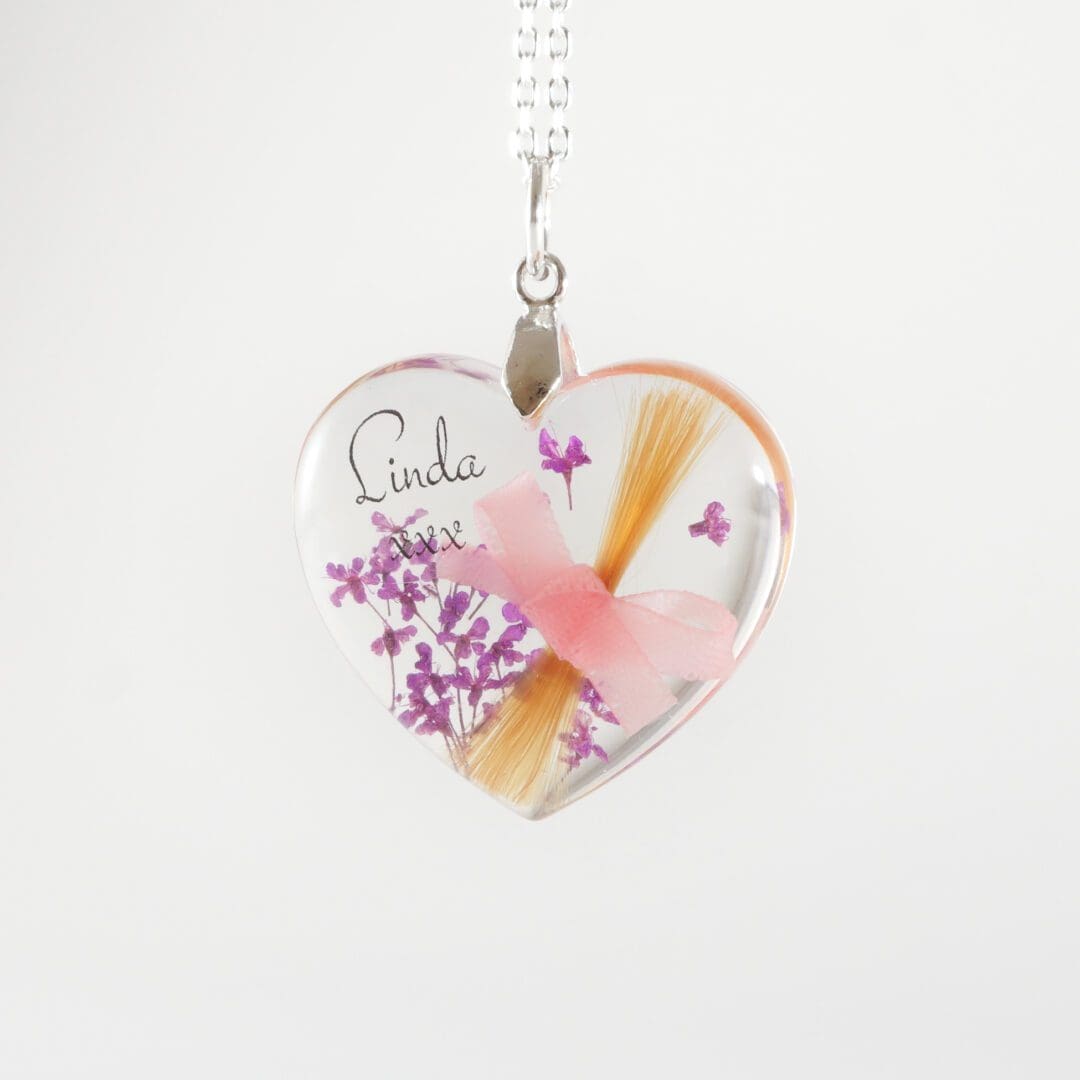 Bespoke Lock of Hair Keepsake with Flowers - Memorial Heart Pendant Locket - Loss of Loved One Jewellery - Image 9