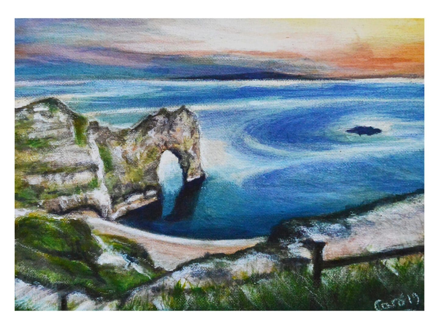 Durdle Door Dorset A4 print -Energy Art Landscape Paintings - Image 7