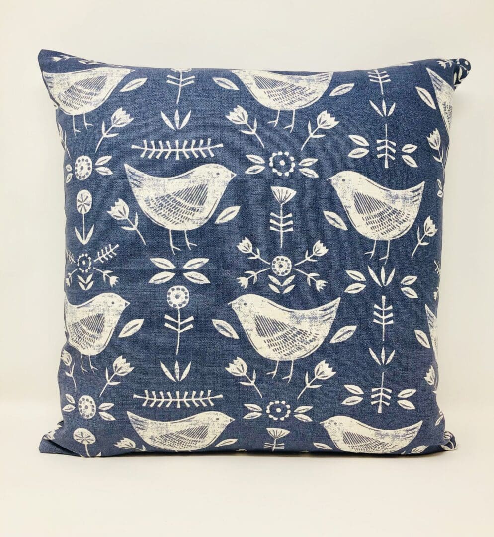 Blue Scandi Bird Cushion Cover, Scandinavian Themed Decor - Image 2