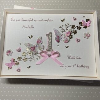 Personalised Handmade 1st Birthday Card Gift Boxed Keepsake Any Age Granddaughter Daughter