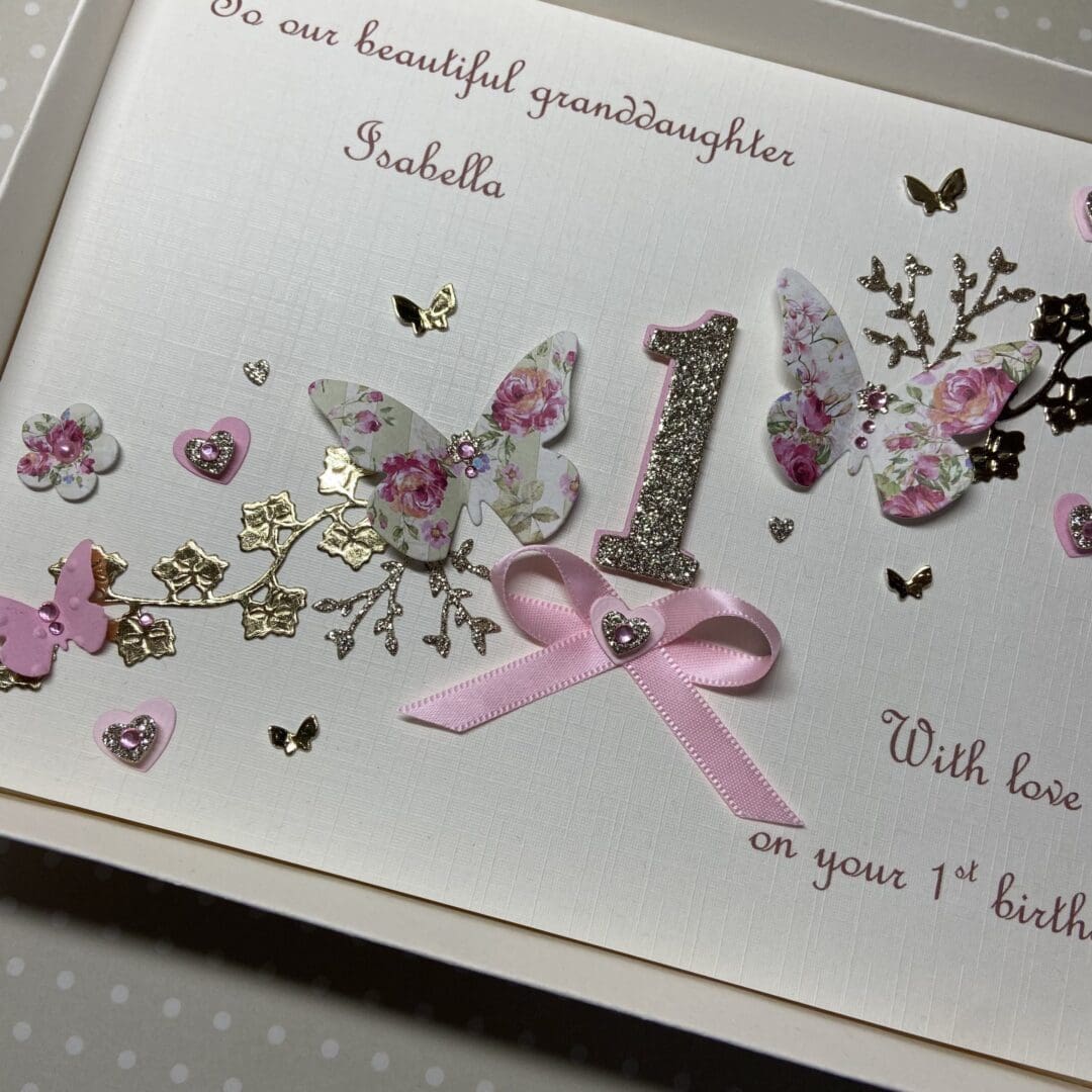 Personalised Handmade 1st Birthday Card Gift Boxed Keepsake Any Age Granddaughter Daughter - Image 4