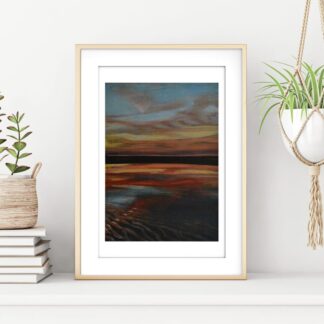 Beach Sunset reflecting a Love Heart sky A4 Print-Energy Art Landscapes