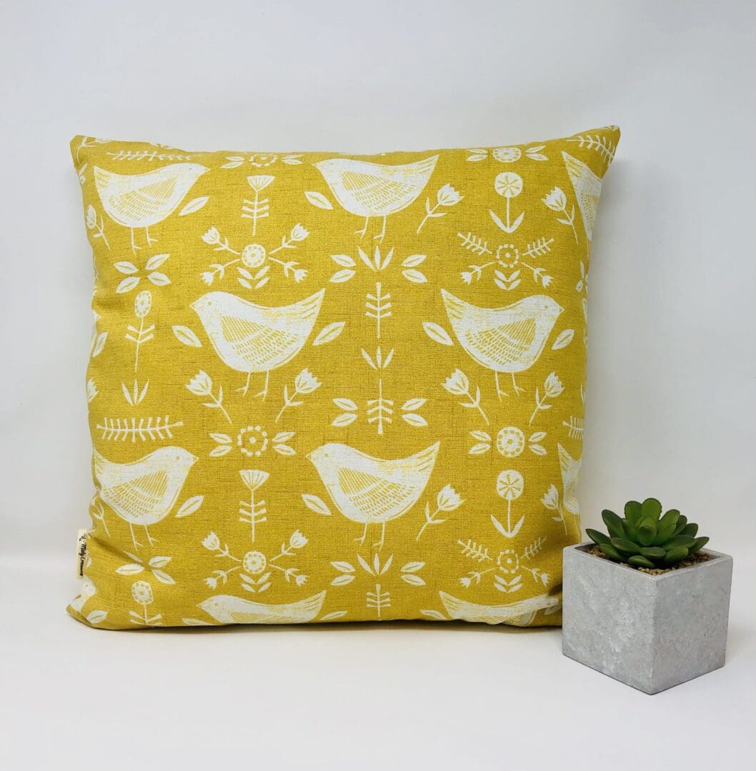 Yellow/Mustard Scandi Bird Cushion Cover. Scandinavian Decor Cushion - Image 8