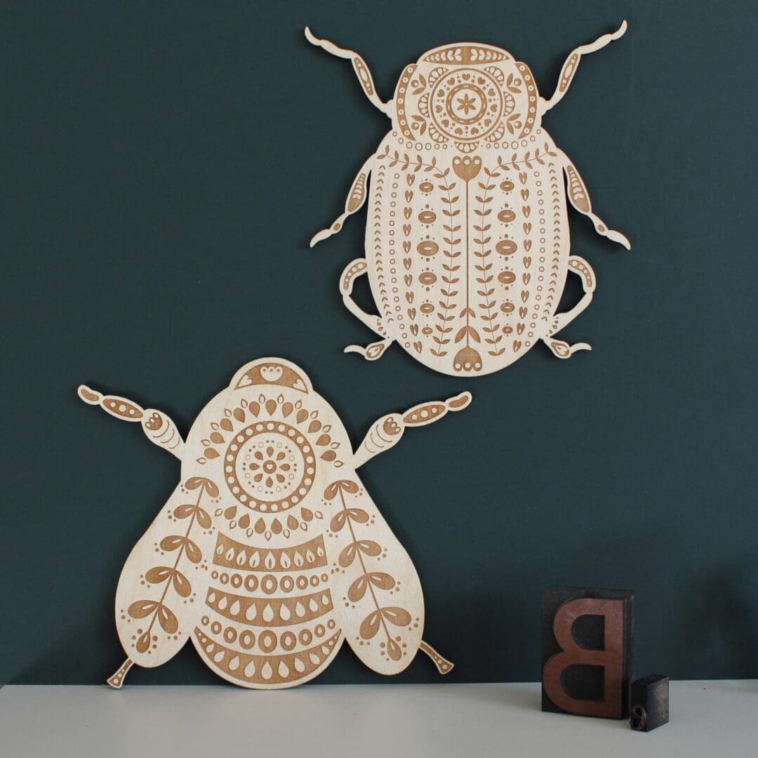 Large Wooden Folk Art Beetle Bug Wall Hanging - Image 9