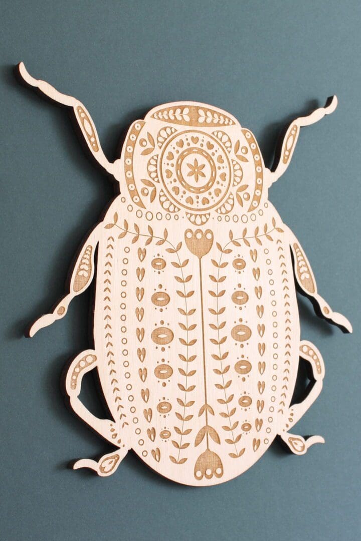 Large Wooden Folk Art Beetle Bug Wall Hanging - Image 8