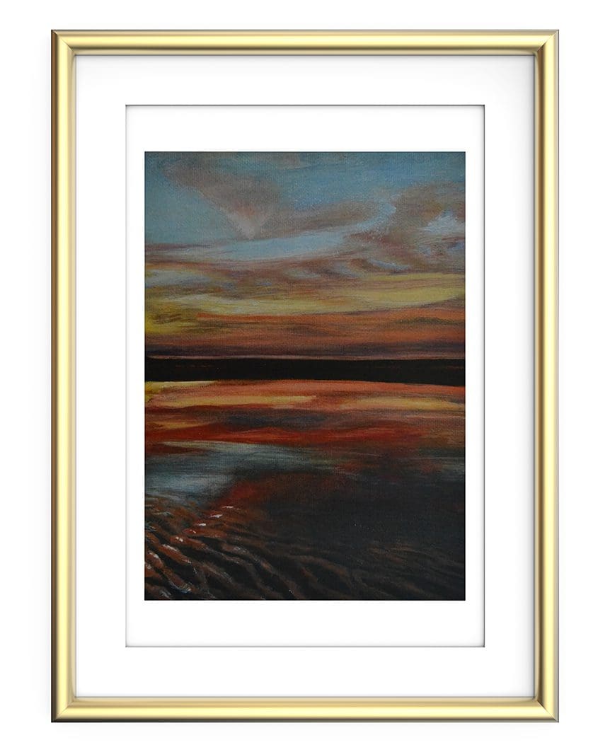 Beach Sunset reflecting a Love Heart sky A4 Print-Energy Art Landscapes - Image 5
