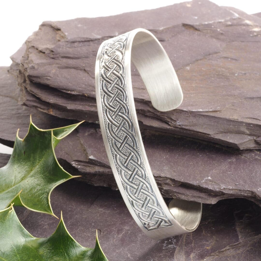 Personalised Engraved Satin Celtic Cuff Bangle - Image 3