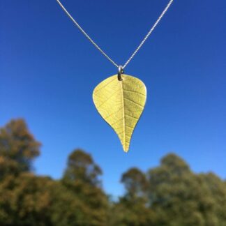 Silver Birch leaf silver necklace