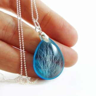 Blue Teardrop Hair Keepsake Pendant Locket - Lock of Hair Memorial Jewellery - Pet Loss Gift