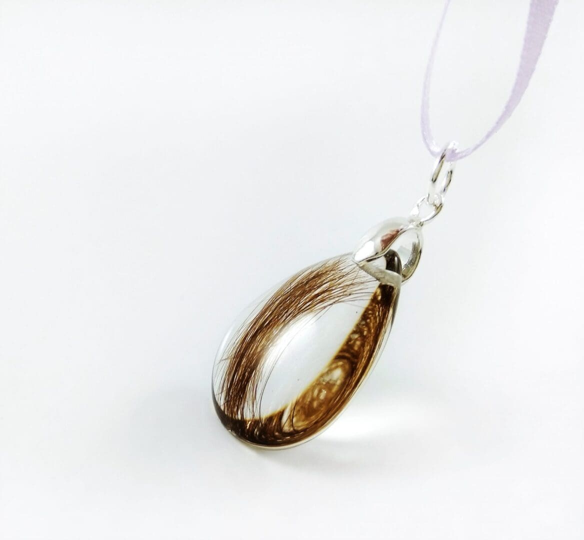 Lock of Hair Keepsake Jewellery - Clear Resin Teardrop Pendant - Image 3